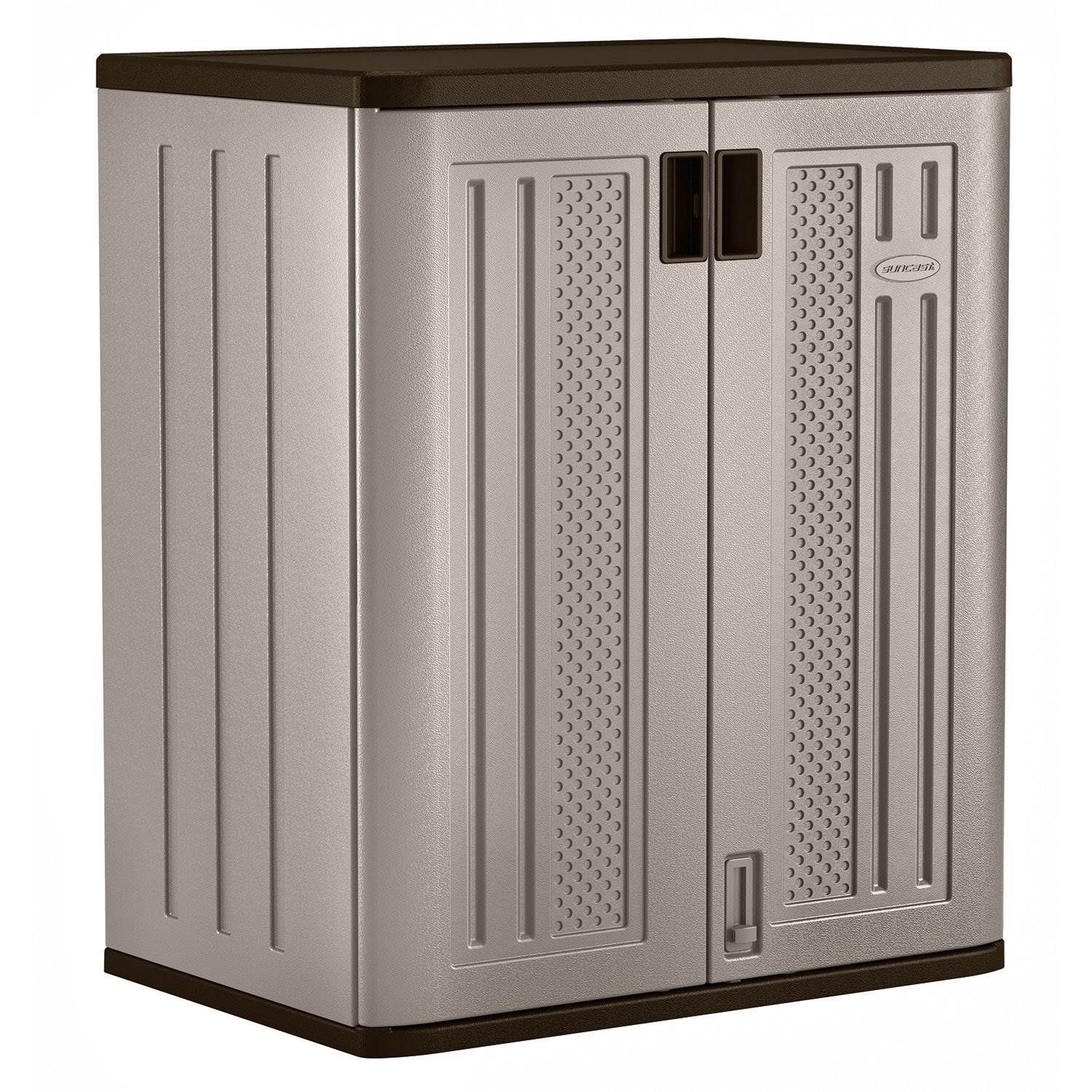 Suncast BMC3600 9 Cu Ft Heavy Duty Resin Garage Base Storage Cabinet, Platinum (For Parts)