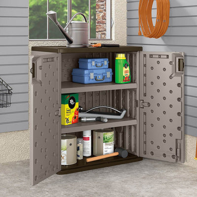 Suncast 9 Cu Ft Heavy Duty Resin Garage Base Storage Cabinet, Platinum (Used)