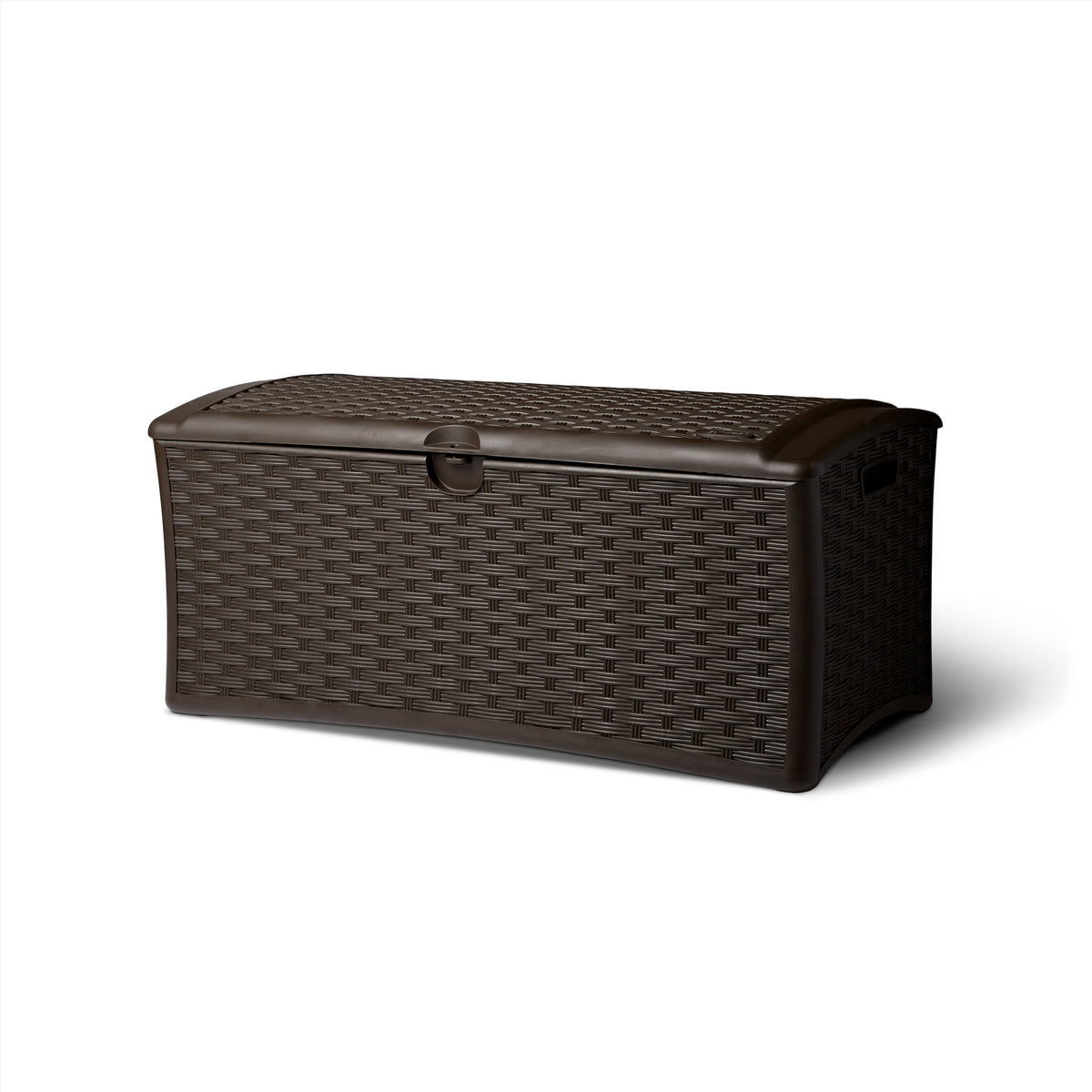 Suncast 72 Gallon Capacity Resin Wicker Patio Storage Deck Box, Brown (Open Box)