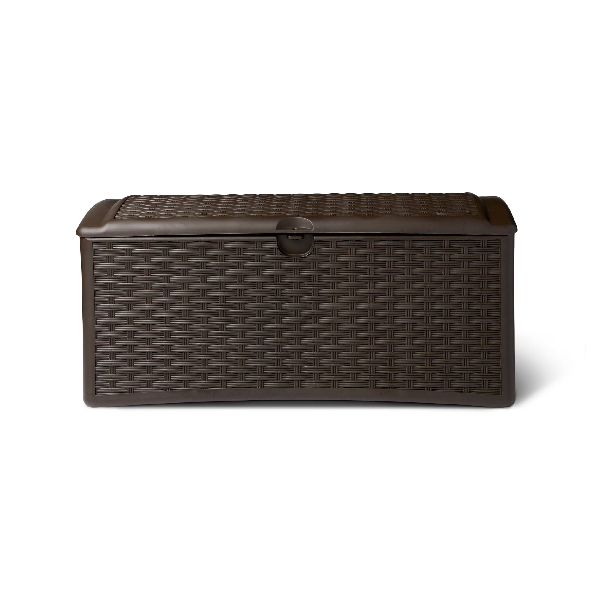 Suncast 72 Gallon Capacity Resin Wicker Patio Storage Deck Box, Brown (Used)