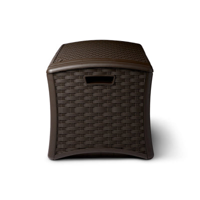 Suncast 72 Gallon Capacity Resin Wicker Patio Storage Deck Box, Brown (Used)