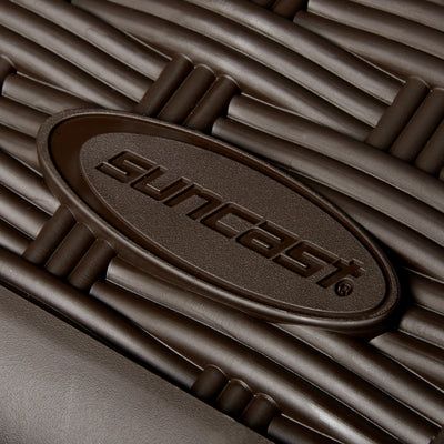 Suncast 72 Gallon Capacity Resin Wicker Outdoor Patio Storage Deck Box, Brown (For Parts)