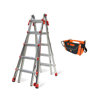 Little Giant Ladder Systems 22 Ft Aluminum Multi Position Ladder w/ Tool Pouch