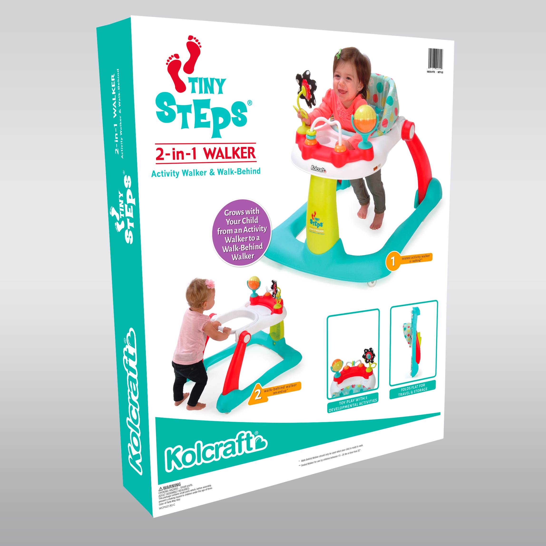 Kolcraft Tiny Steps 2-in-1 Activity Walker with Fun Toys & Activities, Jubilee - VMInnovations