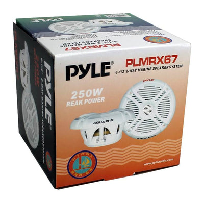 Pyle PLMRX67 6.5" 250W 2 Way Marine/Boat Speakers Water Resistant - White