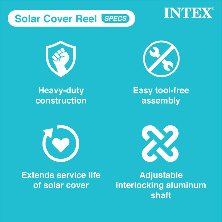 Intex Heavy Duty Aluminum Solar Above Ground Pool Cover Reel, Cover Not Included