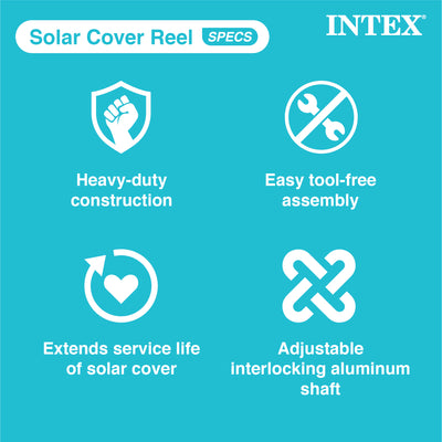 Intex Heavy Duty Aluminum Base Solar Pool Cover Reel, Black (Open Box)