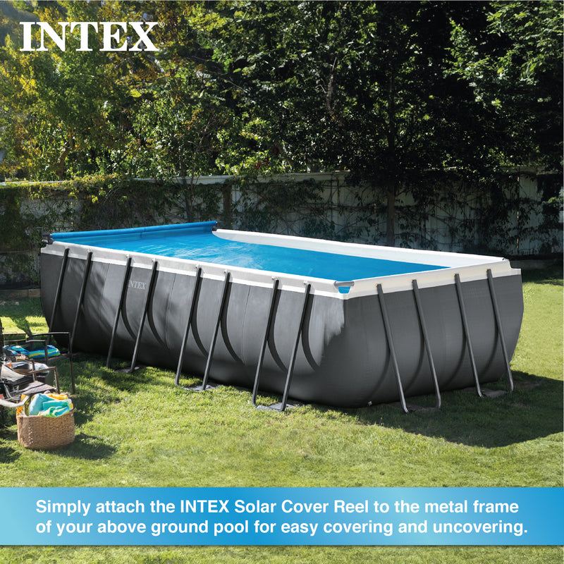 Intex Heavy Duty Aluminum Base Solar Pool Cover Reel, Black (Open Box)