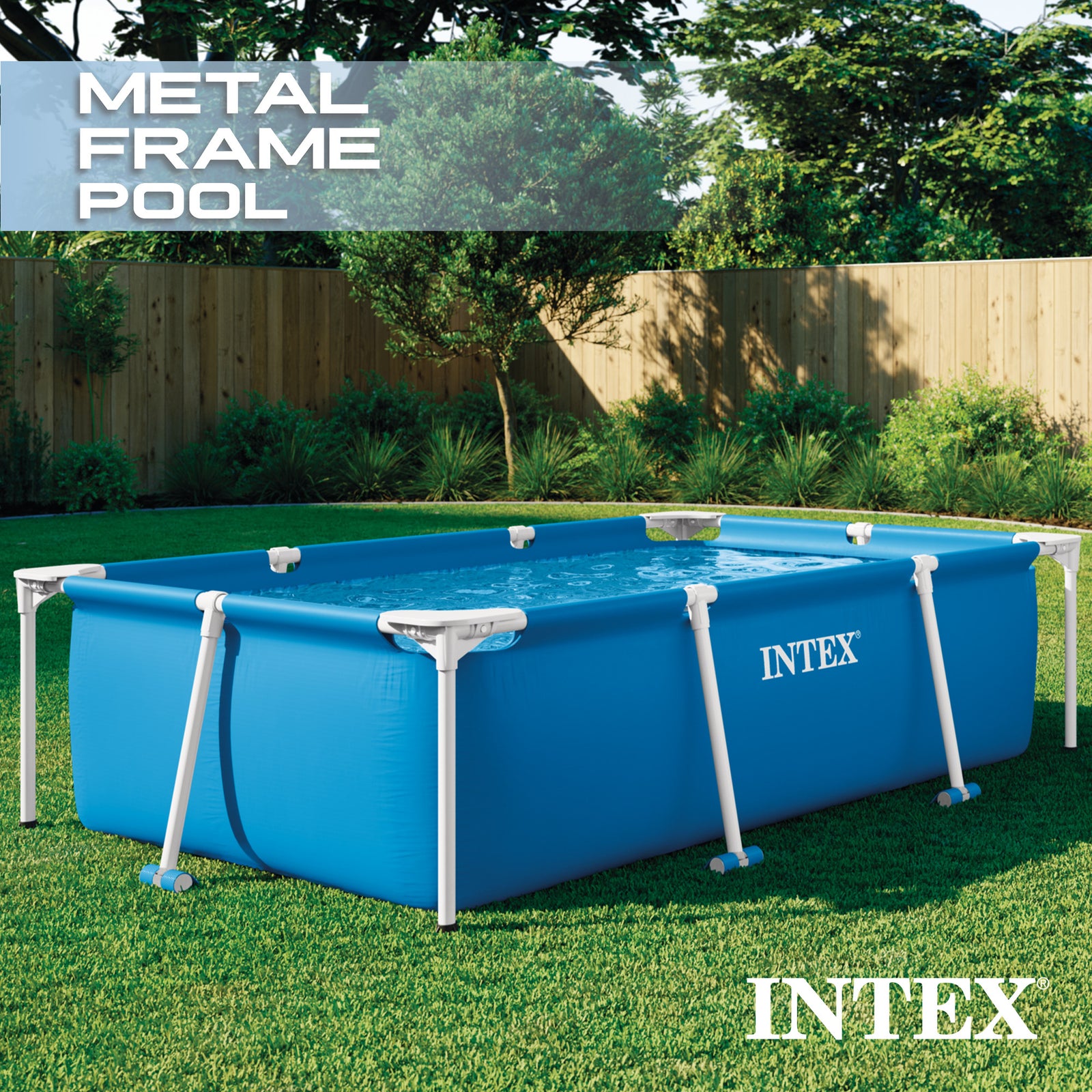 Intex 7.2' x 23" Rectangular Frame Above Ground Outdoor Splash Swimming Pool - VMInnovations