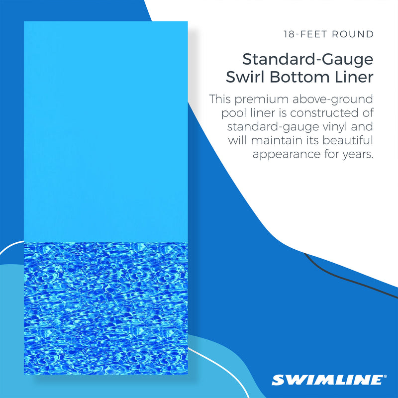 Swimline 18-Ft Round Above Ground Swimming Pool Wall Overlap Liner, Swirl Blue