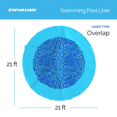 Swimline 21 Foot Swirl Blue Round Above Ground Pool Wall Overlap Liner (Used)