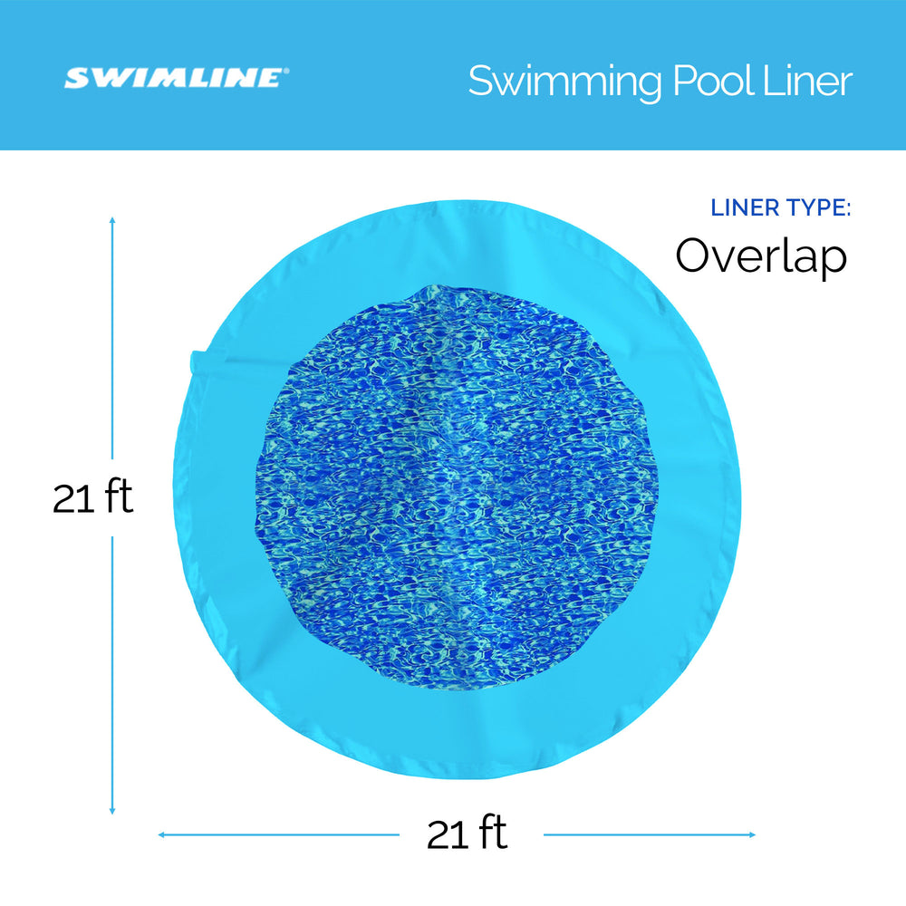 Swimline 21 Foot Swirl Blue Round Above Ground Pool Wall Overlap Liner (Used) - VMInnovations