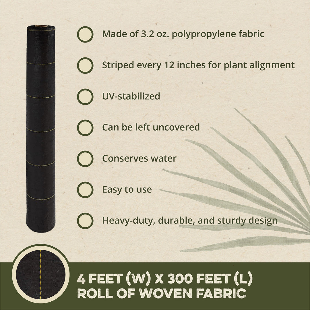 DeWitt Sunbelt 4'x300' Woven Weed Barrier Landscape Fabric Ground Cover (8 Pack)
