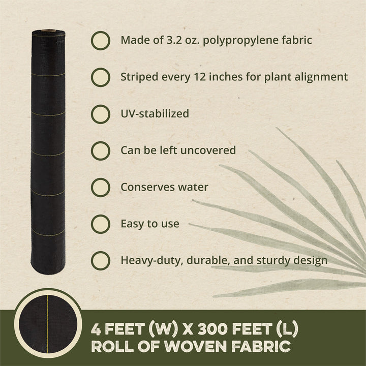DeWitt Sunbelt 4'x300' Woven Weed Barrier Landscape Fabric Ground Cover (8 Pack)