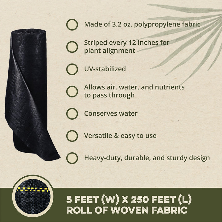 DeWitt P5 Pro 5 Commercial Landscape 5-Oz Weed Barrier Fabric, 5 x 250' (5 Pack)