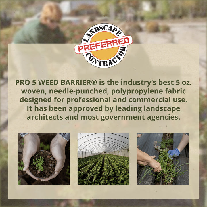 DeWitt P5 Pro 5 Commercial Landscape 5-Oz Weed Barrier Fabric, 5 x 250' (5 Pack)
