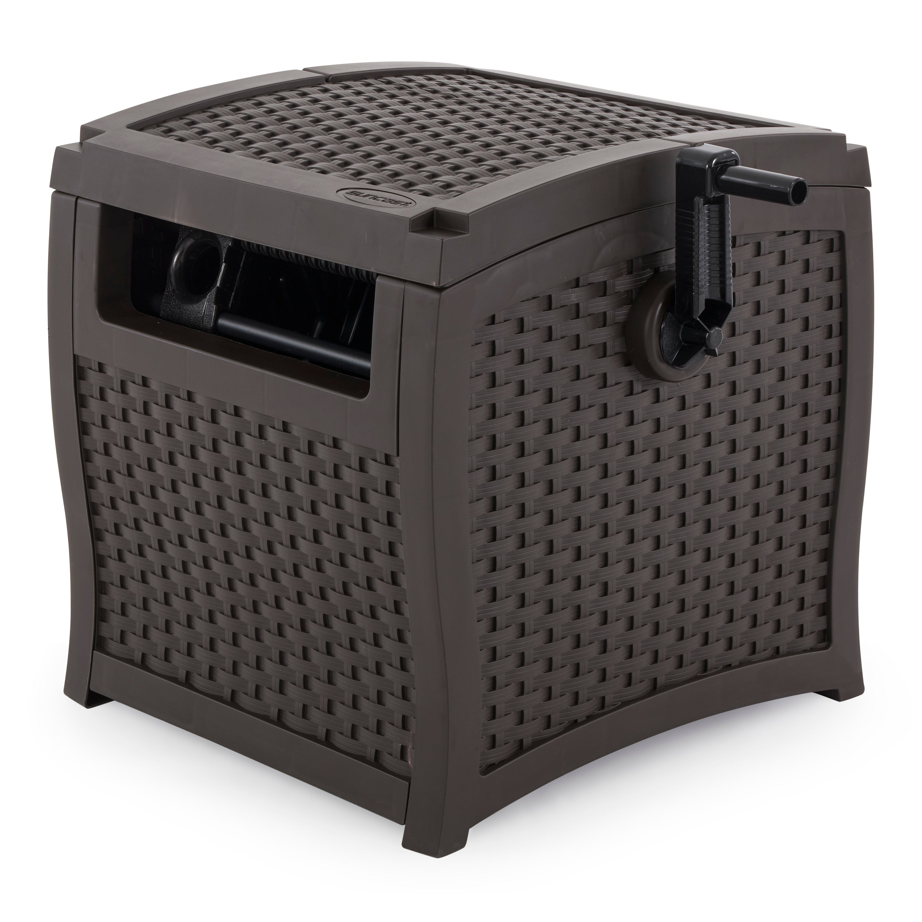 Suncast 225' Smart Track Resin Wicker Hose Reel Hideaway Storage (Open Box)