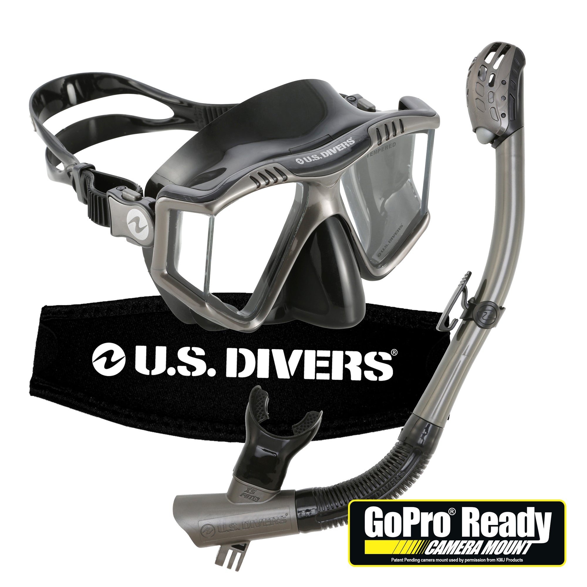 U.S. Divers Lux Purge Grenada LX Snorkel Mask with GoPro Mount, Gun Metal (Used)