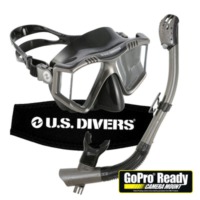 U.S. Divers Lux Purge Grenada LX Snorkel Mask with GoPro Mount, Gun Metal (Used)