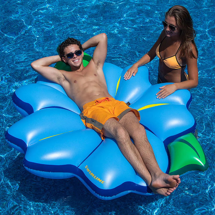 Swimline 75" Inflatable PVC Primrose Flower Relaxation Pool Lounge Float, Blue