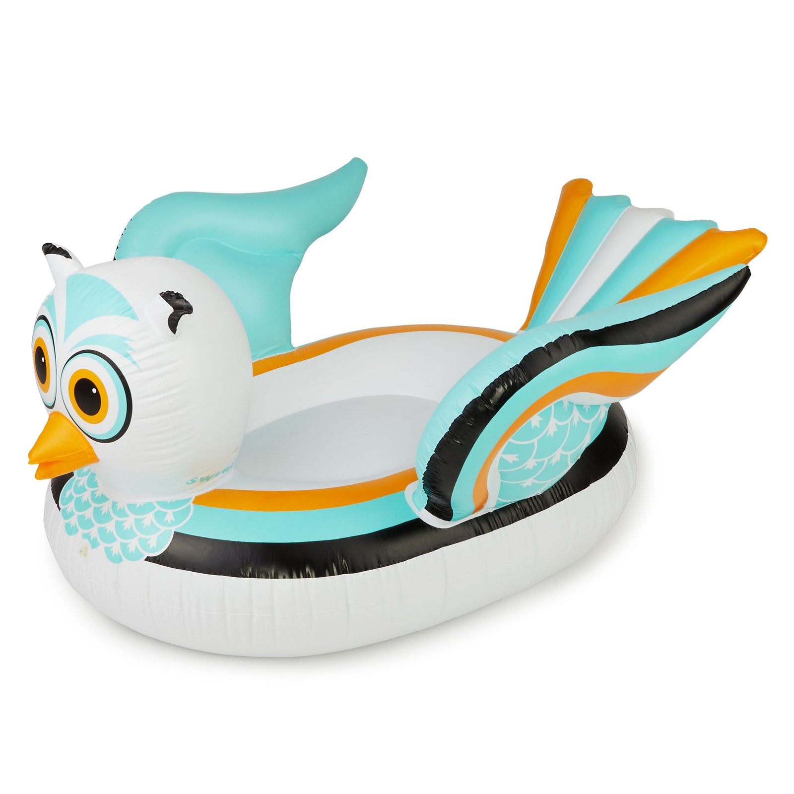 Swimline 90721M Swimming Pool Lake Giant Rideable Owl Inflatable Float, White - VMInnovations
