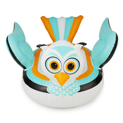 Swimline 90721M Swimming Pool Lake Giant Rideable Owl Inflatable Float, White - VMInnovations