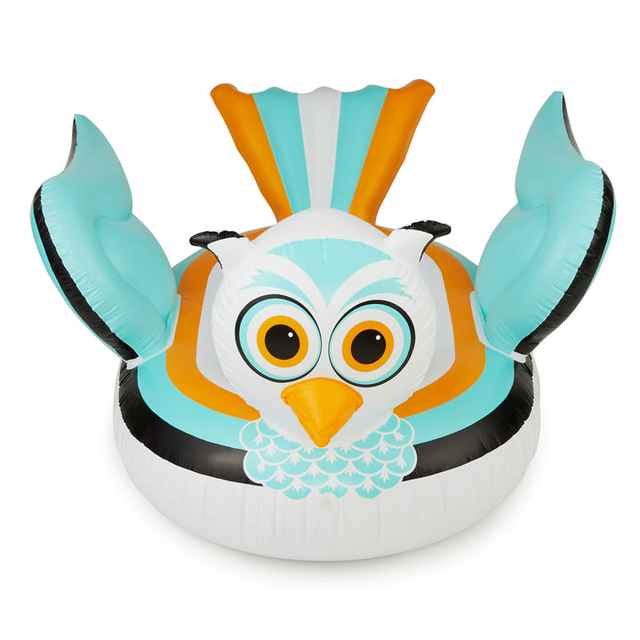 Swimline 90721M Swimming Pool Lake Giant Rideable Owl Inflatable Float, White