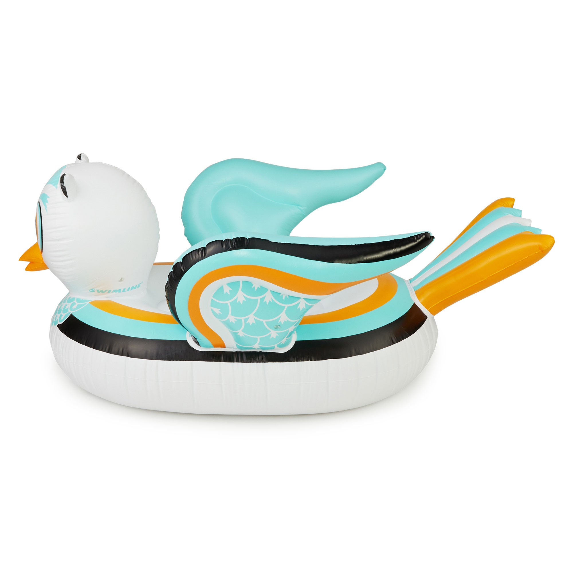 Swimline 90721M Swimming Pool Lake Giant Rideable Owl Inflatable Float, White - VMInnovations