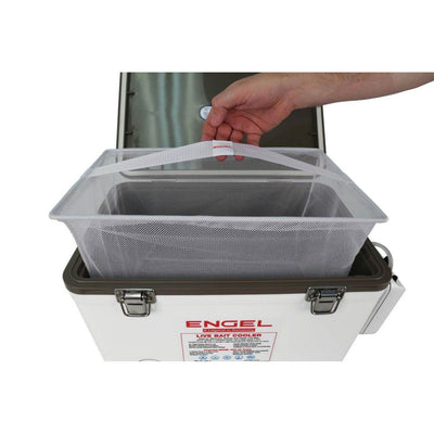 ENGEL 19 Quart Insulated Live Bait Fishing Dry Box Cooler with Water Pump, White