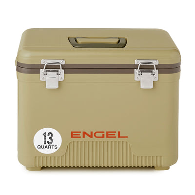ENGEL 13 Quart Compact Durable Ultimate Leak Proof Outdoor Dry Box Cooler, Tan