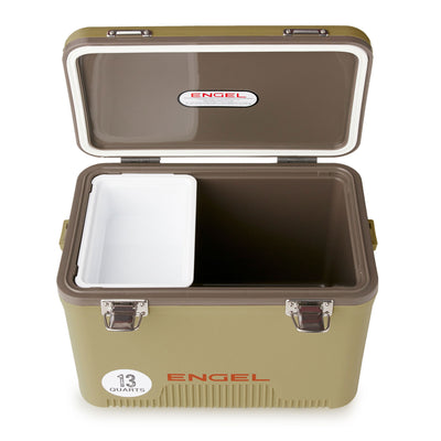ENGEL 13 Quart Compact Durable Ultimate Leak Proof Outdoor Dry Box Cooler, Tan