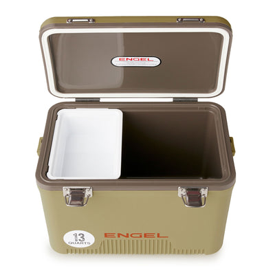Engel 13 Quart Fishing Dry Box Cooler with Shoulder Strap, Tan (For Parts)