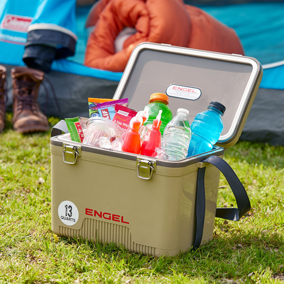Engel 13 Quart Fishing Dry Box Cooler with Shoulder Strap, Tan (For Parts)