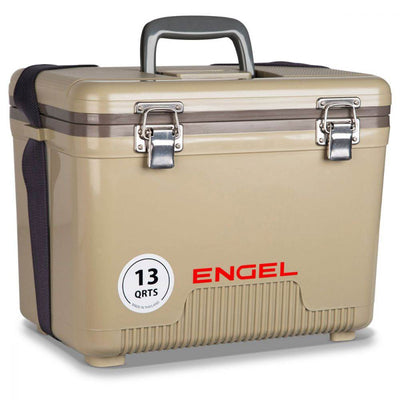 Engel 13 Quart Compact Durable Ultimate Leak Proof Dry Box Cooler, Tan (Damaged)