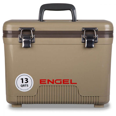 Engel 13 Quart Compact Durable Ultimate Leak Proof Dry Box Cooler, Tan (Damaged)