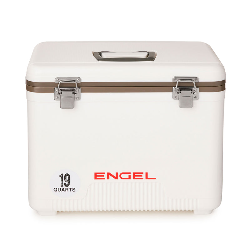 ENGEL 19 Qt Air Tight Dry Box & Insulated Ice Cooler with Shoulder Strap, White