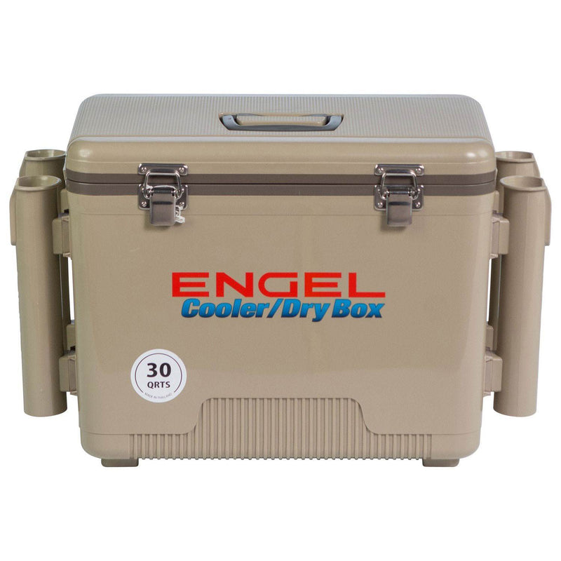 ENGEL 30-Qt 48 Can Leak-Proof Insulated Airtight Drybox Cooler w/ 4 Rod Holders - VMInnovations