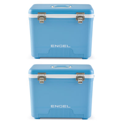 Engel 19 Quart Bait Dry Box Ice Cooler with Shoulder Strap, Arctic Blue (2 Pack)
