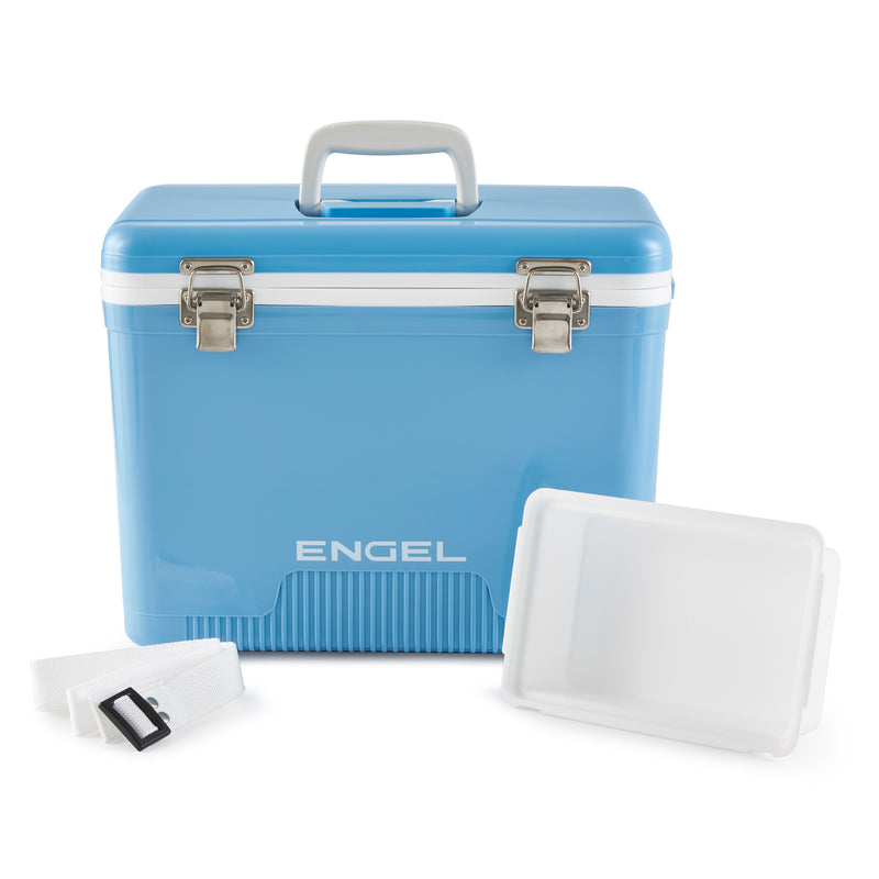 Engel 19 Quart Bait Dry Box Ice Cooler with Shoulder Strap, Arctic Blue (2 Pack)