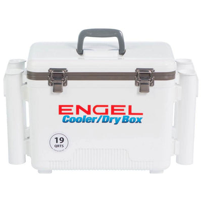 Engel 19 Quart Fishing Rod Holder Attachment Dry Box Ice Cooler, White (Used)