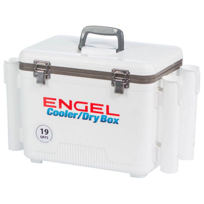 Engel 19 Quart Fishing Rod Holder Attachment Dry Box Ice Cooler, White (Used)