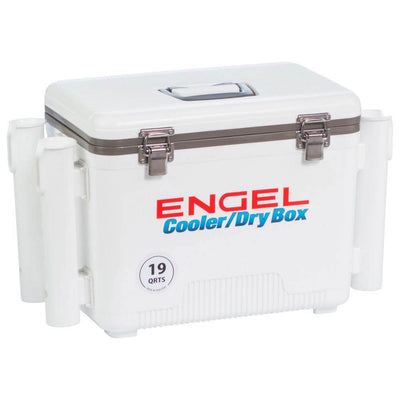 Engel 19 Quart Fishing Rod Holder Attachment Dry Box Ice Cooler, White (Used)