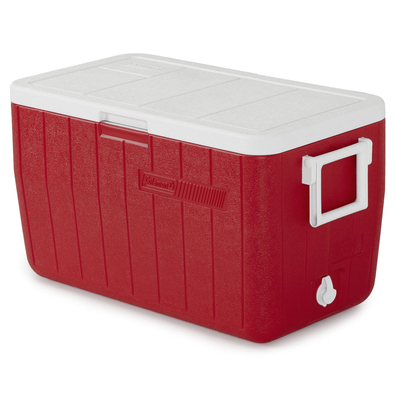 Coleman 48 Quart 63 Can Capacity Performance Portable Camping Ice Cooler, Red