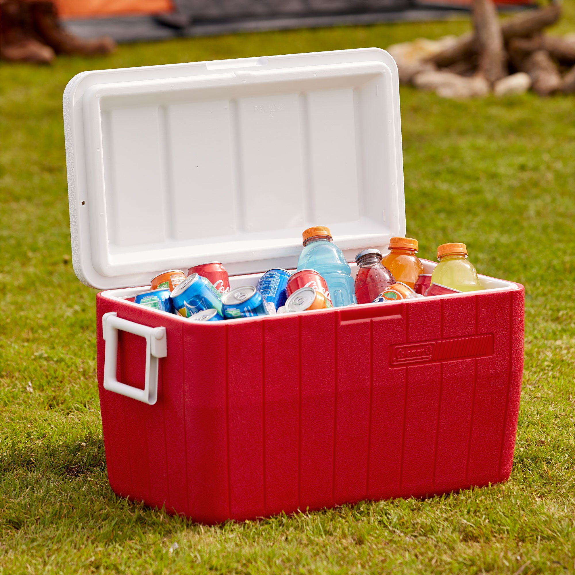 Coleman 48 Quart 63 Can Capacity Performance Portable Camping Ice Cooler, Red