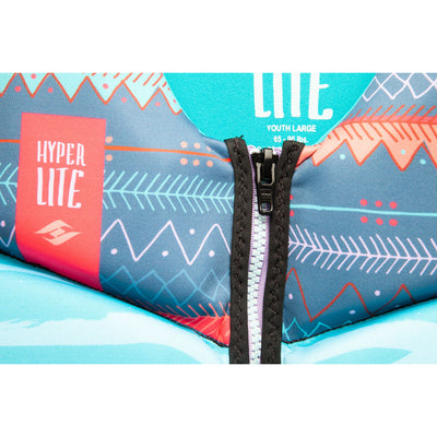 HYPERLITE Teal Indy Youth Girl’s Watersport Lifevest, 50 to 75 Pounds (Open Box)