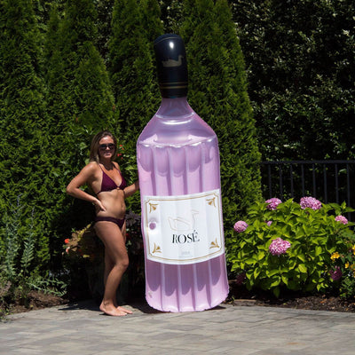 Swimline Inflatable Rose Wine Bottle Floating Raft for Swimming Pool (Open Box)