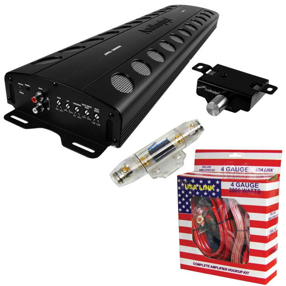 Audiopipe APCL-30001D 3000W RMS Mono Class D Amplifier + QPower 4 Gauge Wire Kit