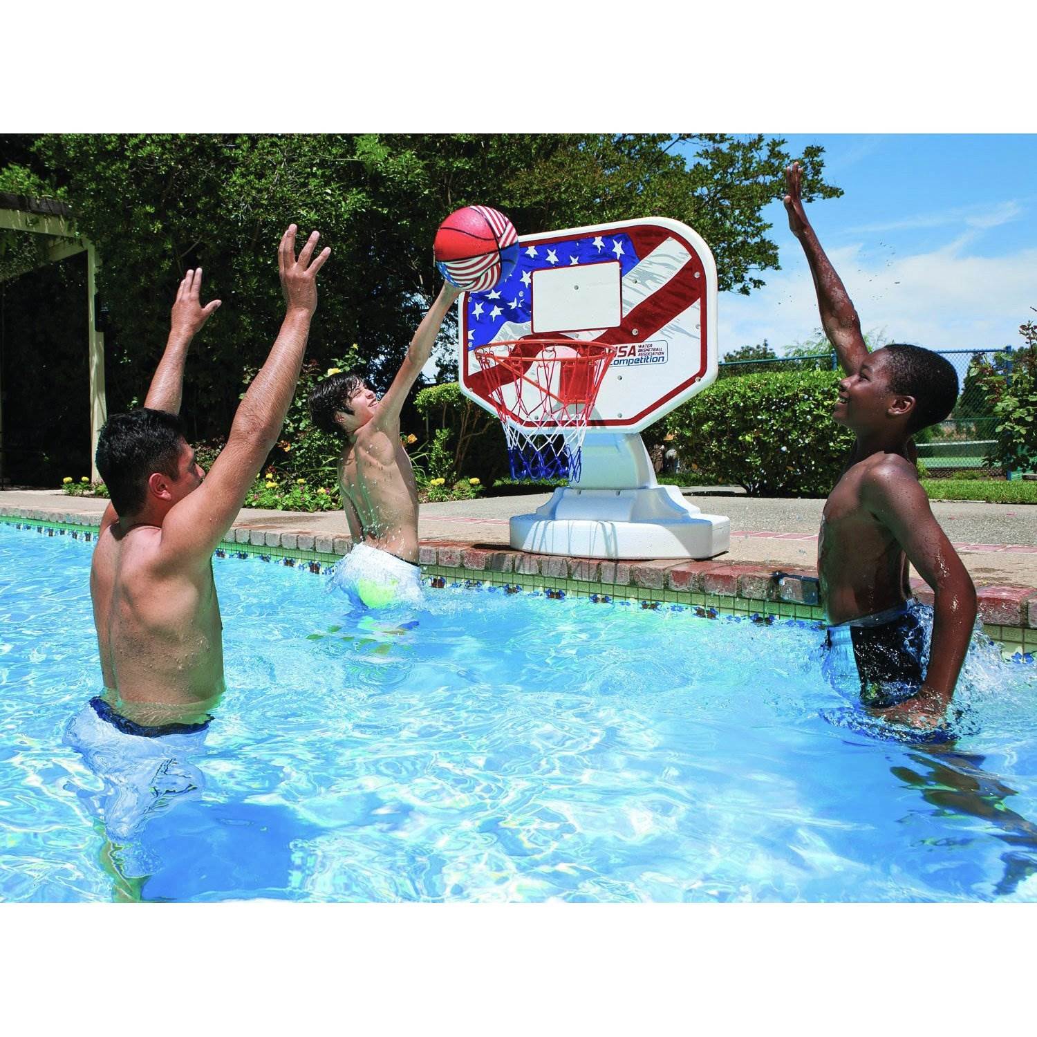 Poolmaster USA Competition Poolside Basketball Outdoor Swimming Pool Game & Ball