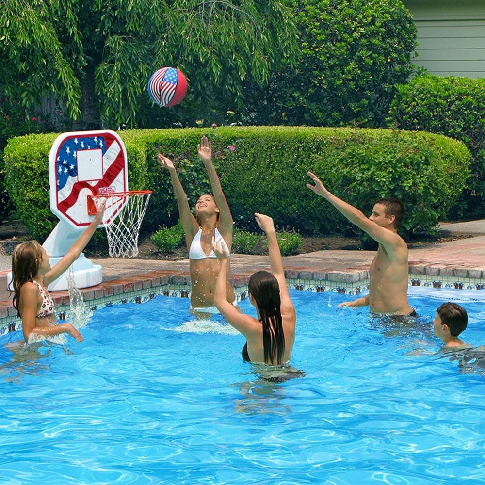 Poolmaster USA Competition Poolside Basketball Outdoor Swimming Pool Game & Ball
