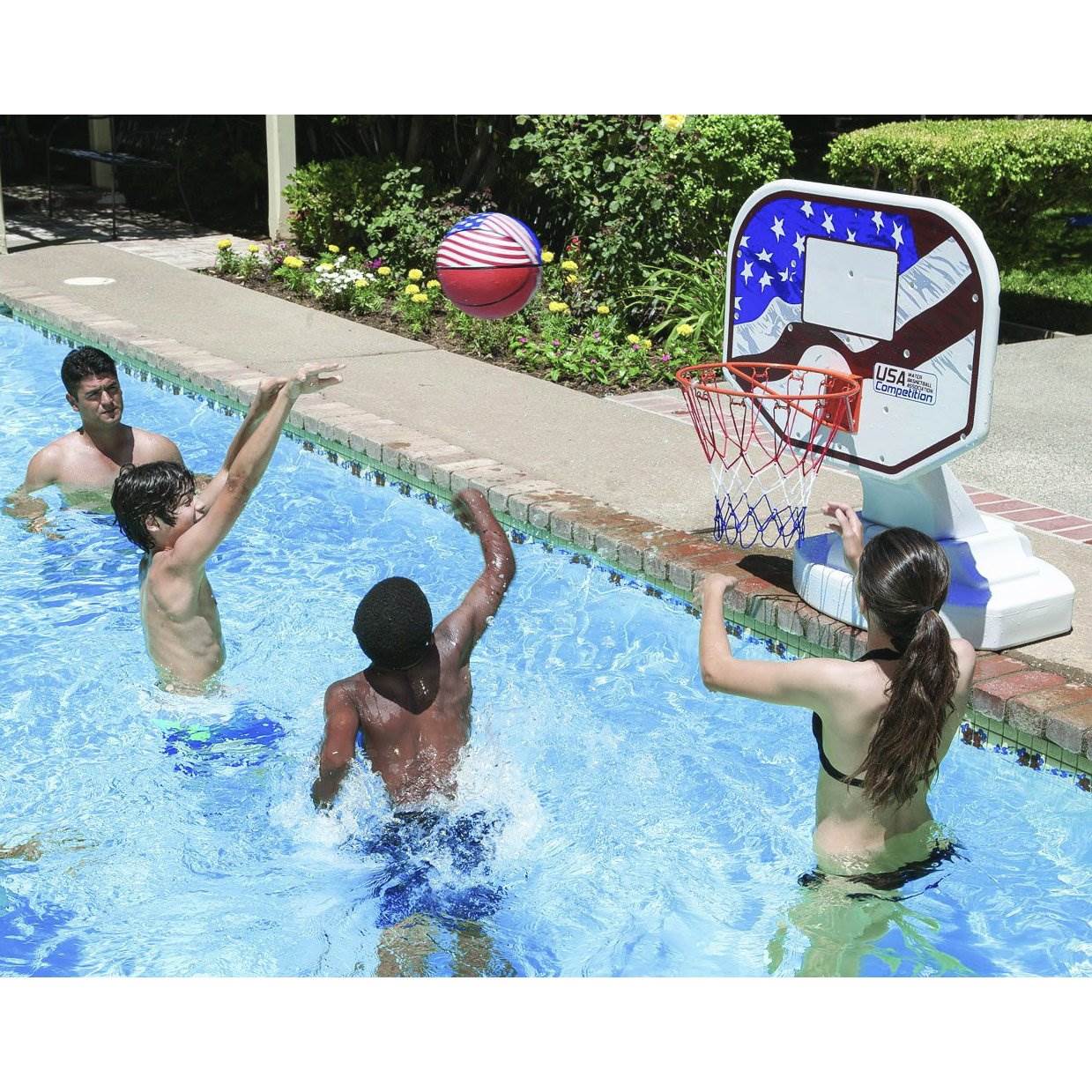 Poolmaster USA Competition Poolside Basketball Outdoor Swimming Pool Game & Ball
